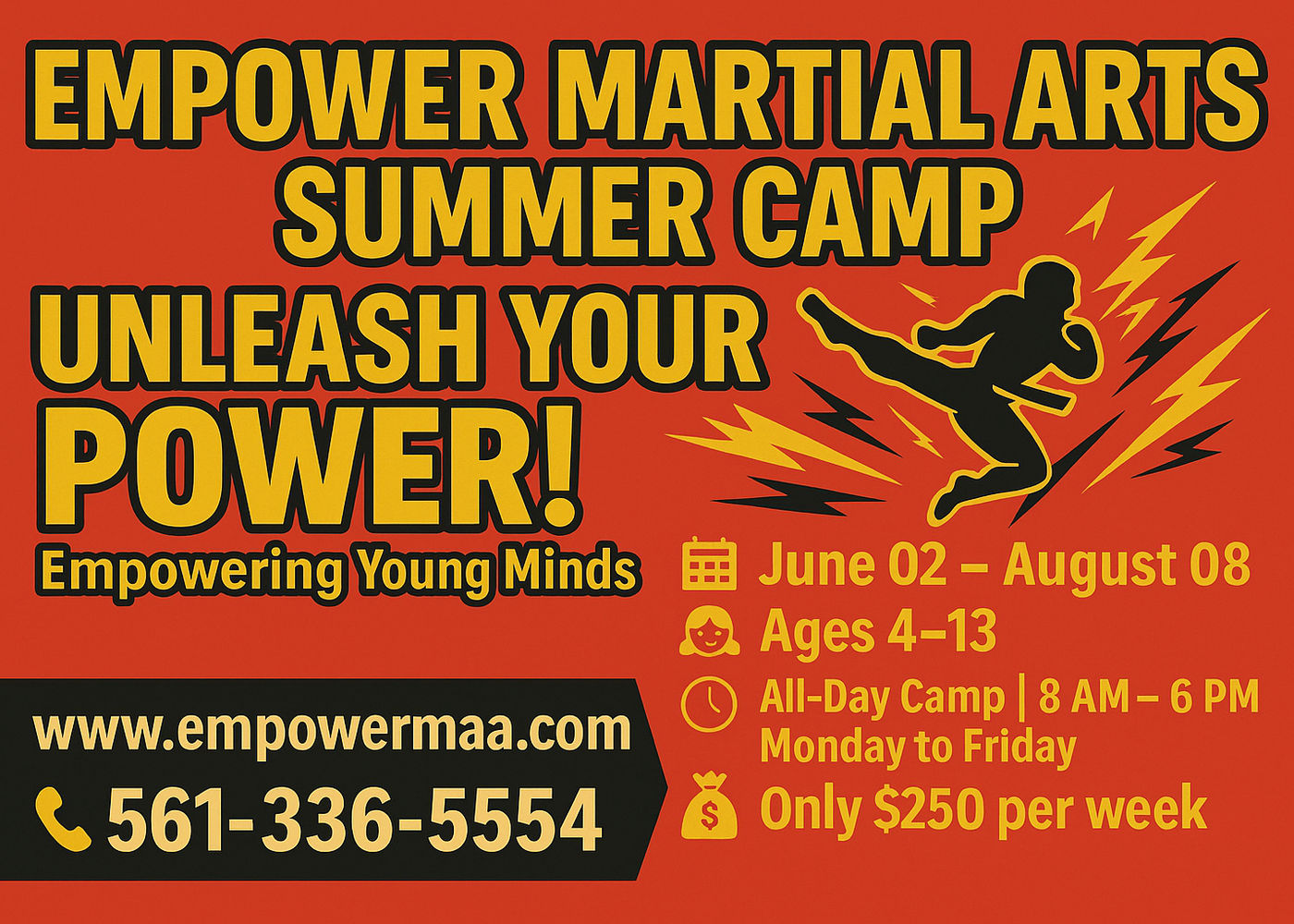 No school day camp at Empower Martial Arts Academy
