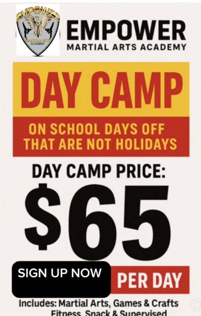 Empower Martial Arts No School Day Camp flyer — Palm Beach County FL