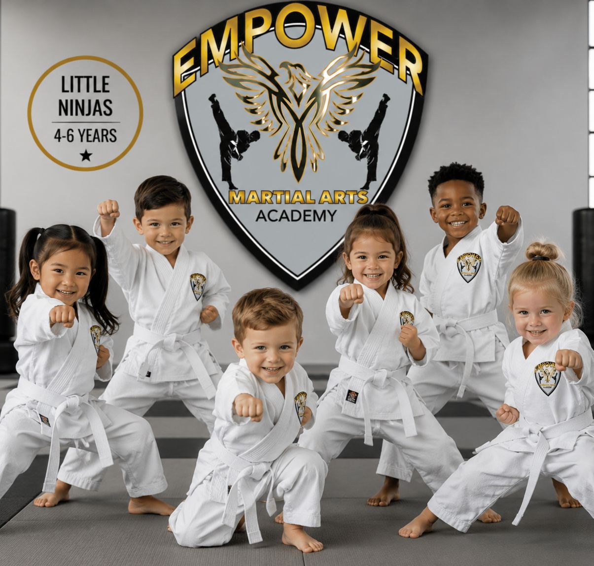 Little Ninjas martial arts class for ages 4 to 6 at Empower Martial Arts Academy in Lake Worth, FL